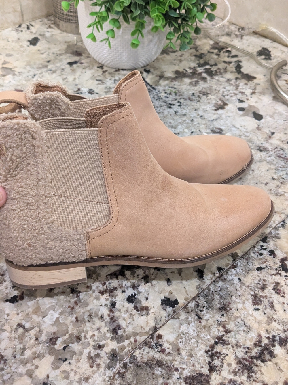 Toms Tan Chelsea Ankle Booties - Slip-On Leather Booties - Picture 2 of 7